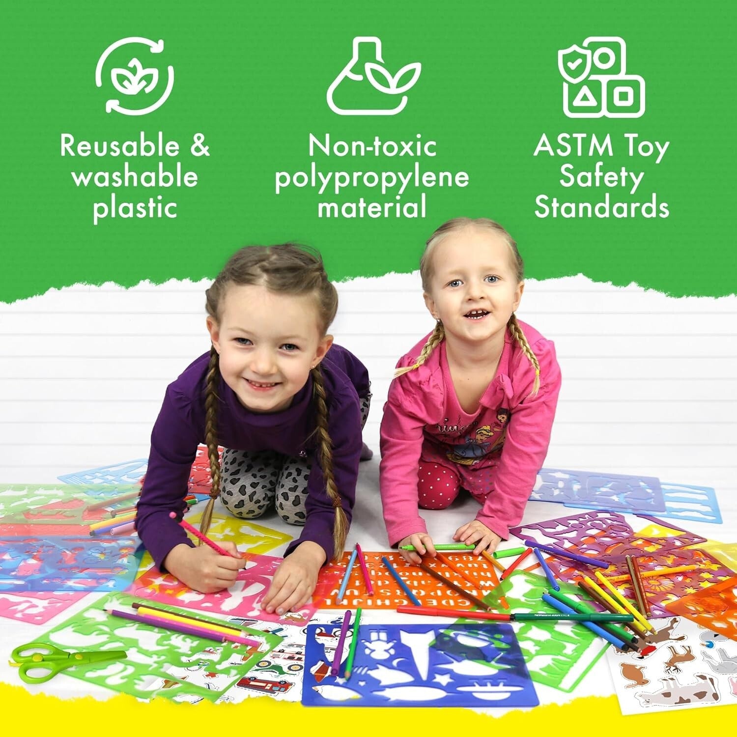 Portable Drawing Kit with Stencils: Ideal Arts & Crafts for Children Ages 4-8