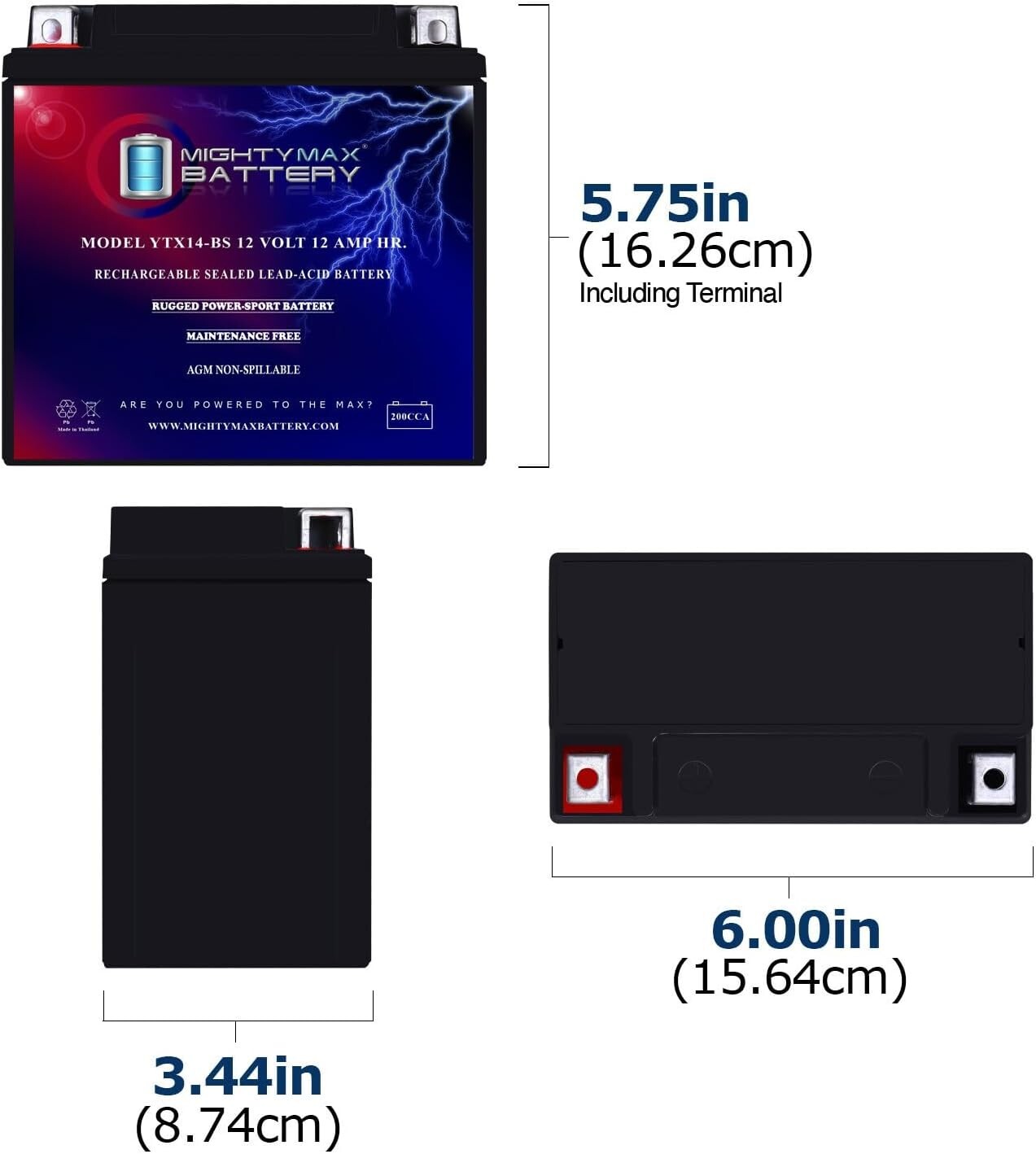 Heavy-Duty 12V 12AH Sealed Lead Acid Battery - Perfect for ATVs & Motorcycles