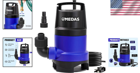 Durable 1HP Sump Pump with 31ft Lift and Ergonomic Handle for Easy Transport