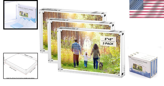 Elegant 6x8 Inch Acrylic Picture Frame Set - Double-Sided & Freestanding Display