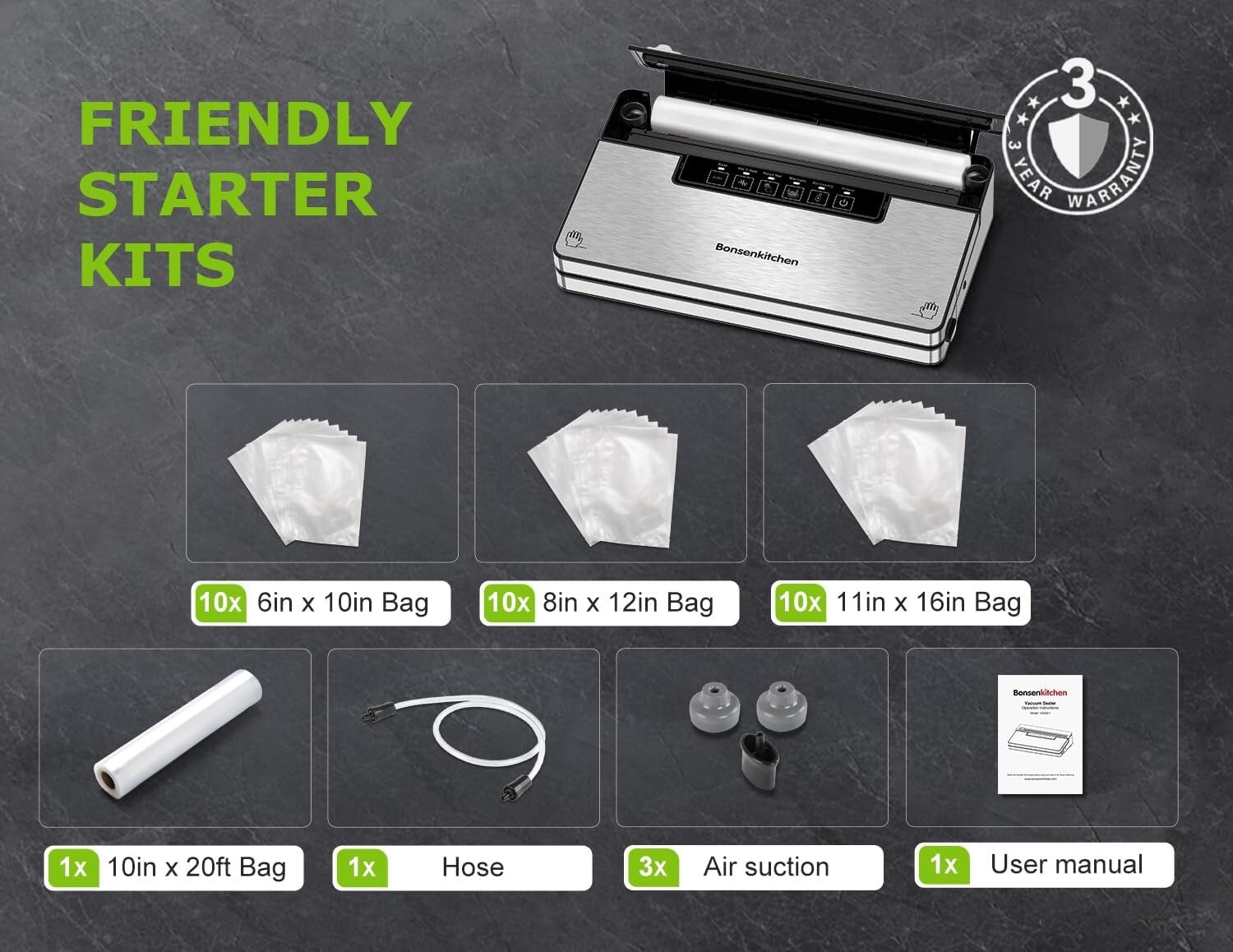 5-in-1 Food Vacuum Sealer Machine with Built-In Cutter & Sustainable Design