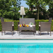 Load image into Gallery viewer, Elegant Brown and Beige Patio Furniture Set - Loveseat, Chairs &amp; Table Included