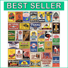 Load image into Gallery viewer, Vintage Metal Sign Collection: 35 Reproduced Retro Signs for Home &amp; Garage