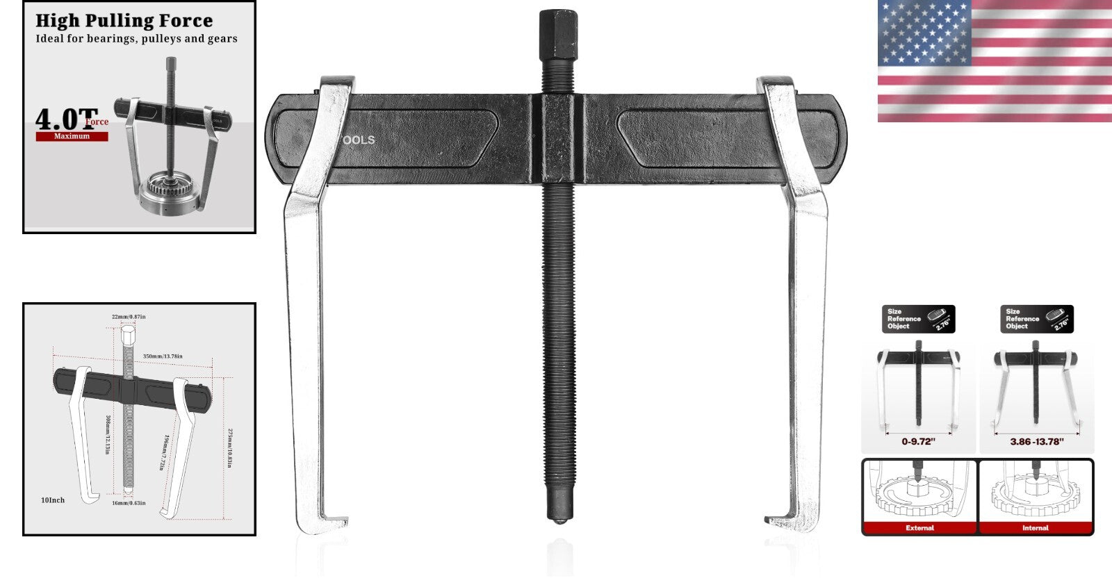 Lightweight 10-Inch Gear Puller with Heat-Treated Steel for Durable Performance