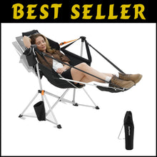 Load image into Gallery viewer, Heavy Duty Hammock Chair - 30" Wide, Foldable with Footrest for Outdoor Leisure