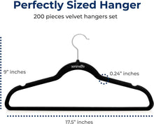 Load image into Gallery viewer, Heavy-Duty Ultra-Thin Velvet Hangers - 200 Pack, Ideal for Space-Saving Closets