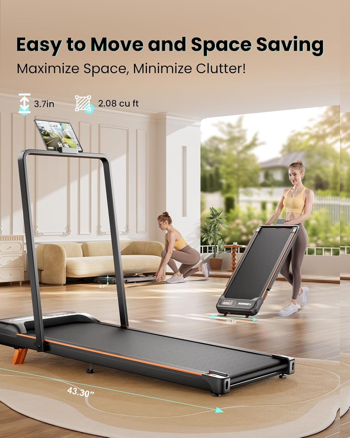 Foldable Walking Pad Treadmill with Remote Control & LED Display for Home Office