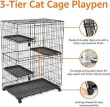 Load image into Gallery viewer, Metal 3-Tier Cat Cage Playpen: Secure &amp; Stylish Safety for your Feline Friends