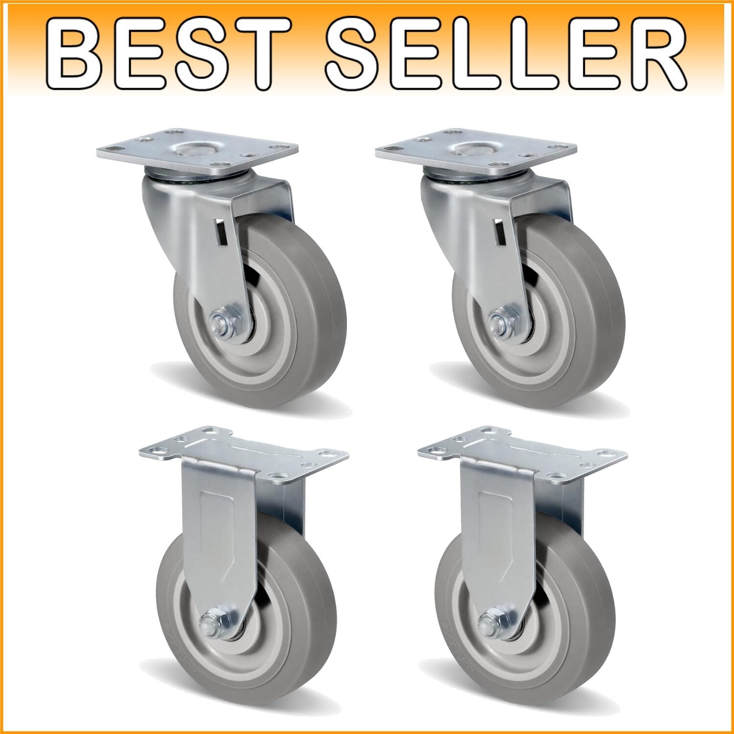 4" Heavy Duty Casters Set of 4, 1200lbs Capacity, Smooth Rolling Wheels