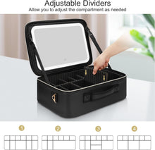 Load image into Gallery viewer, LED Makeup Bag with Adjustable Compartments &amp; Brush Holder - Travel Organizer