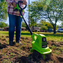 Load image into Gallery viewer, 20V Cordless Electric Garden Tiller with 7.5" Cutting Width &amp; Charger - Green