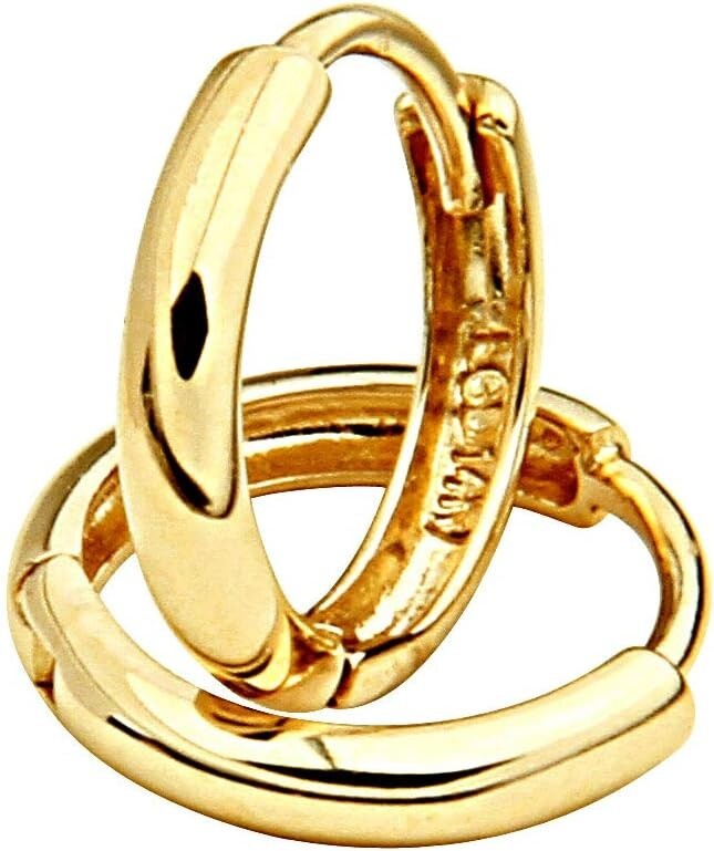 Classic 14K Yellow/White Gold Huggie Earrings - 8x8 mm for All Occasions