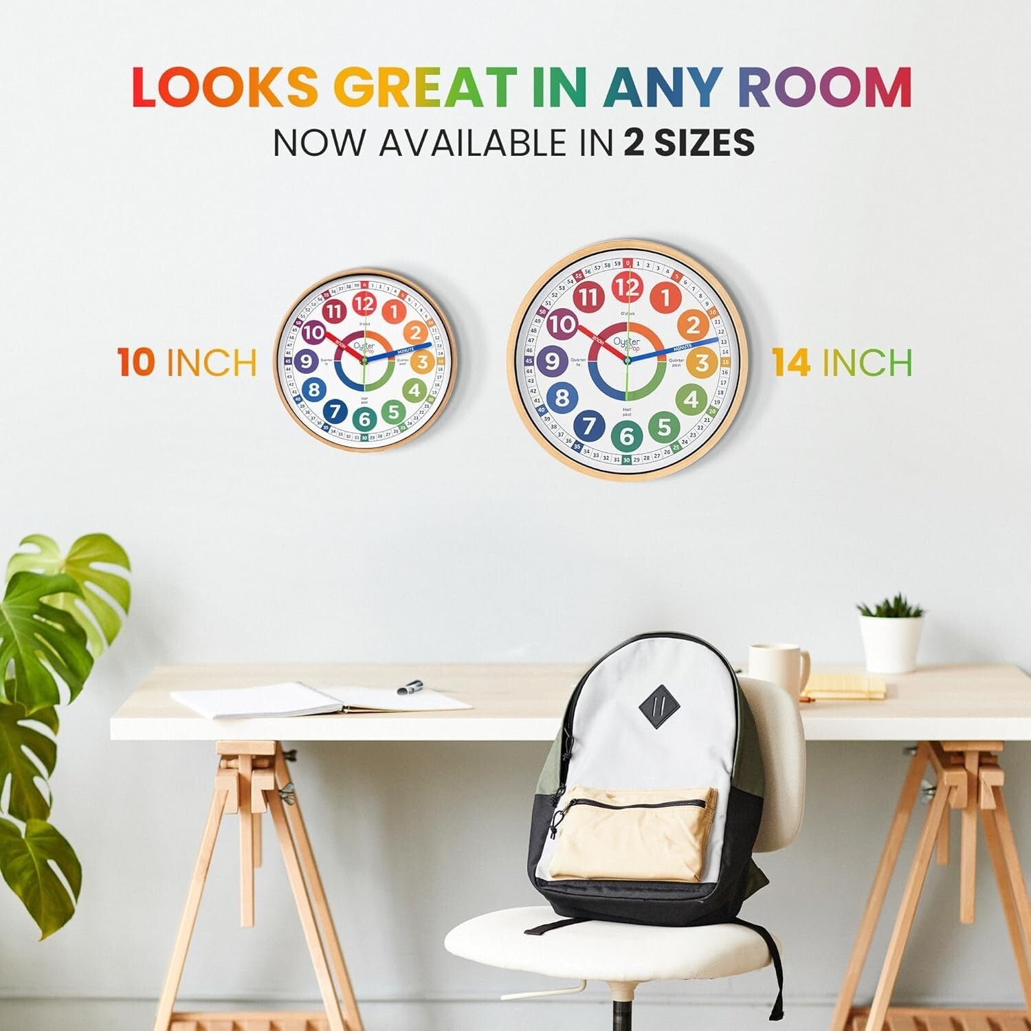 Kids 1 Inch Non-Ticking Learning Clock - Perfect for Classroom & Room Decor