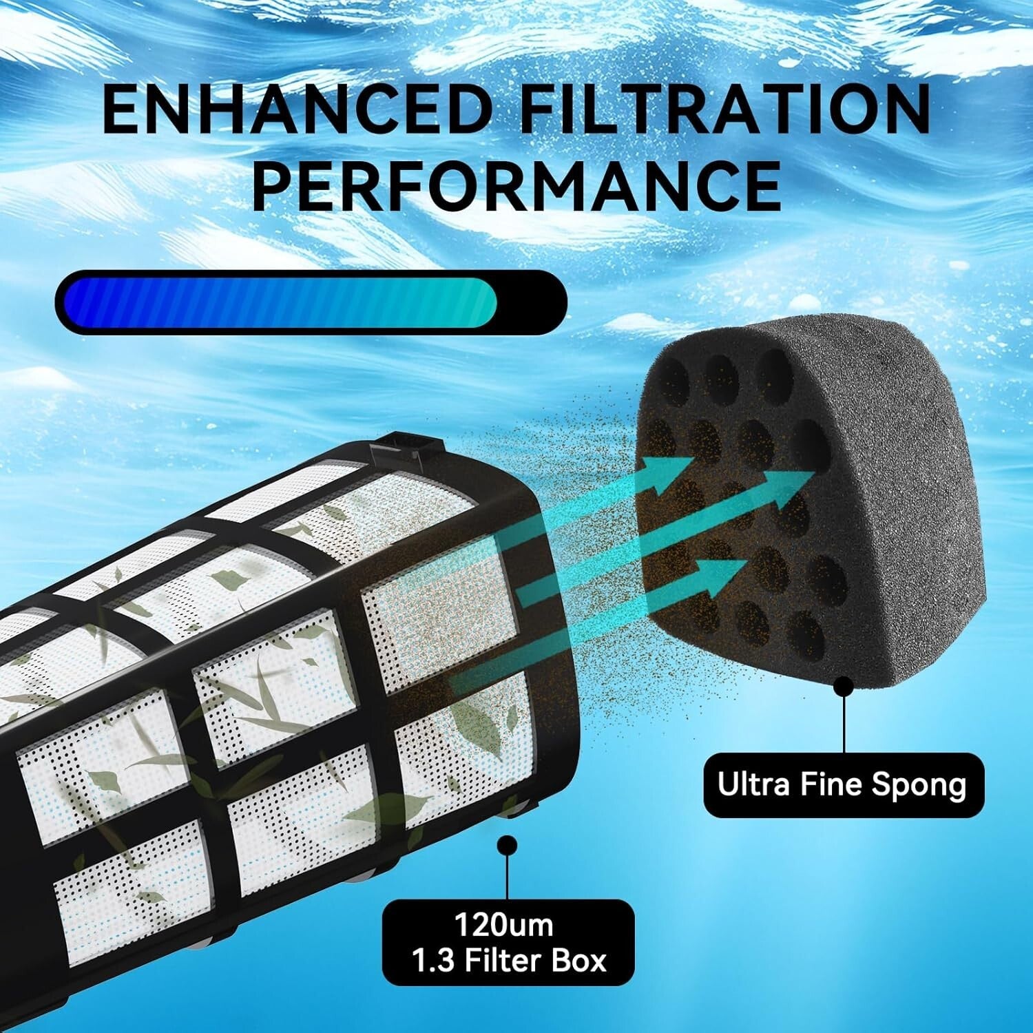 Cordless Handheld Pool Vacuum with Telescopic Pole - 60 Mins Runtime, Lake Blue