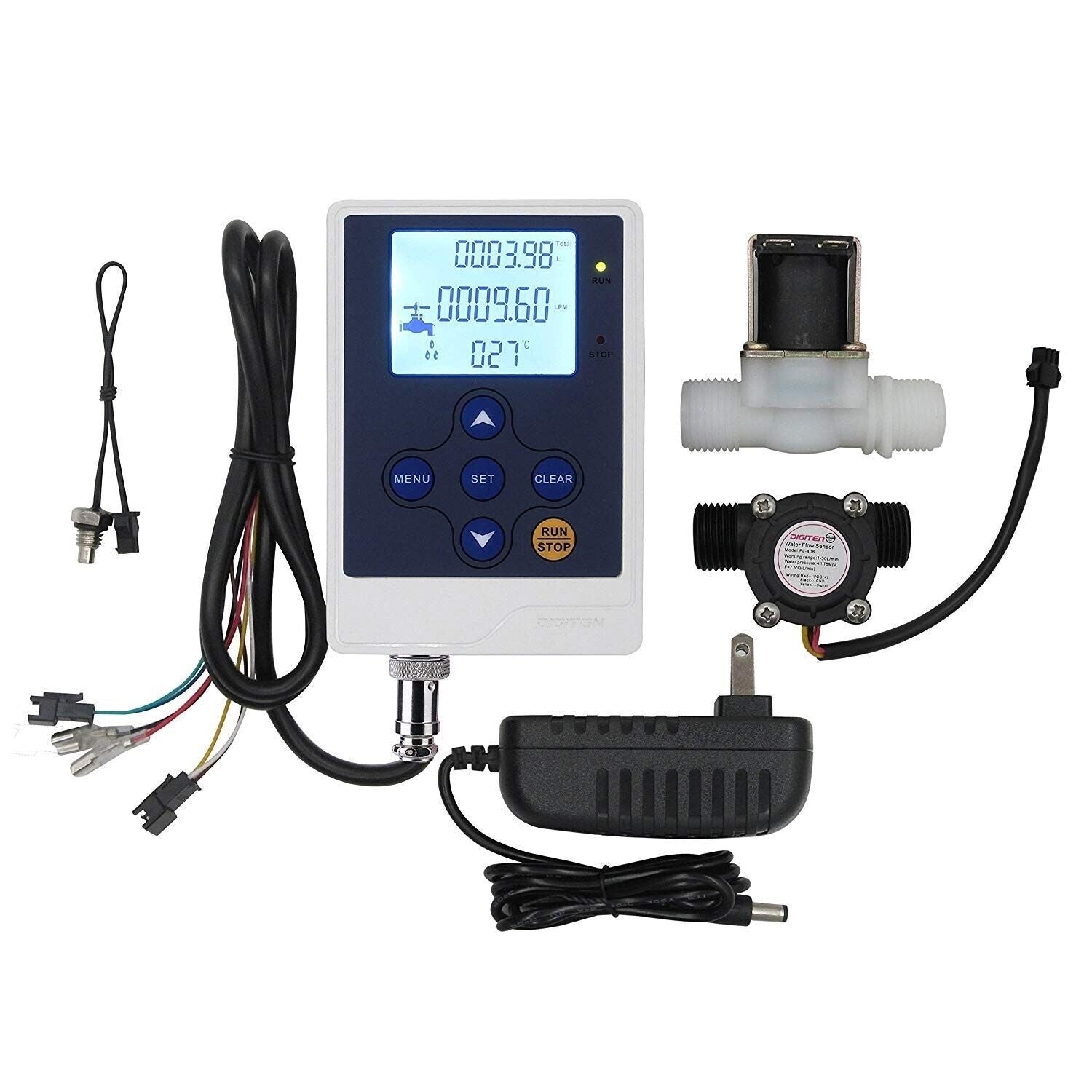 Multi-Functional Water Flow Meter System - LCD, Solenoid Valve & Sensors