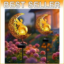 Load image into Gallery viewer, Enchanting 2-Pack Solar Garden Lights with Angel Decor - 33-Inch Pathway Stakes