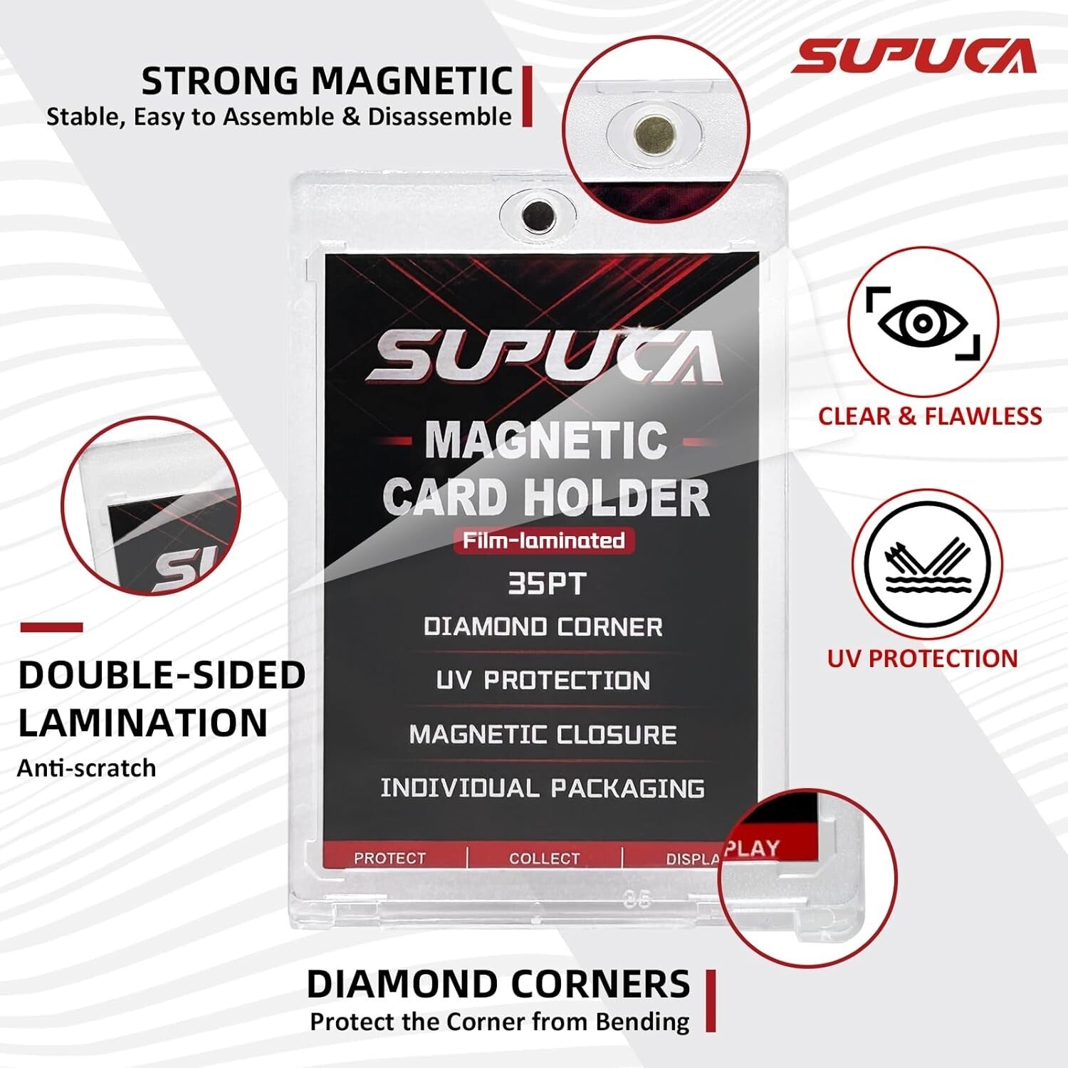 100 Magnetic Card Holders - 35PT UV-Blocking Protectors for All Card Collections