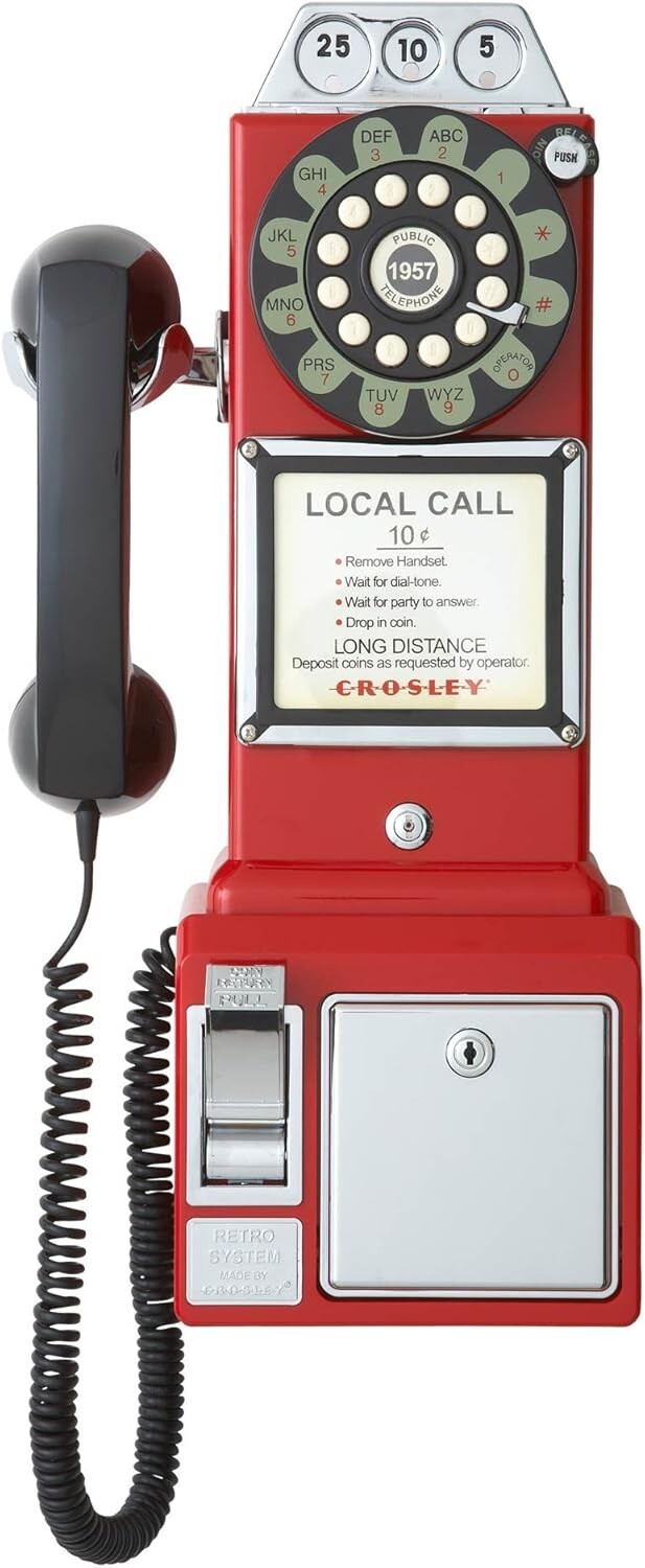 Classic 1950s Payphone - Retro Charm Meets Modern Push Button Convenience
