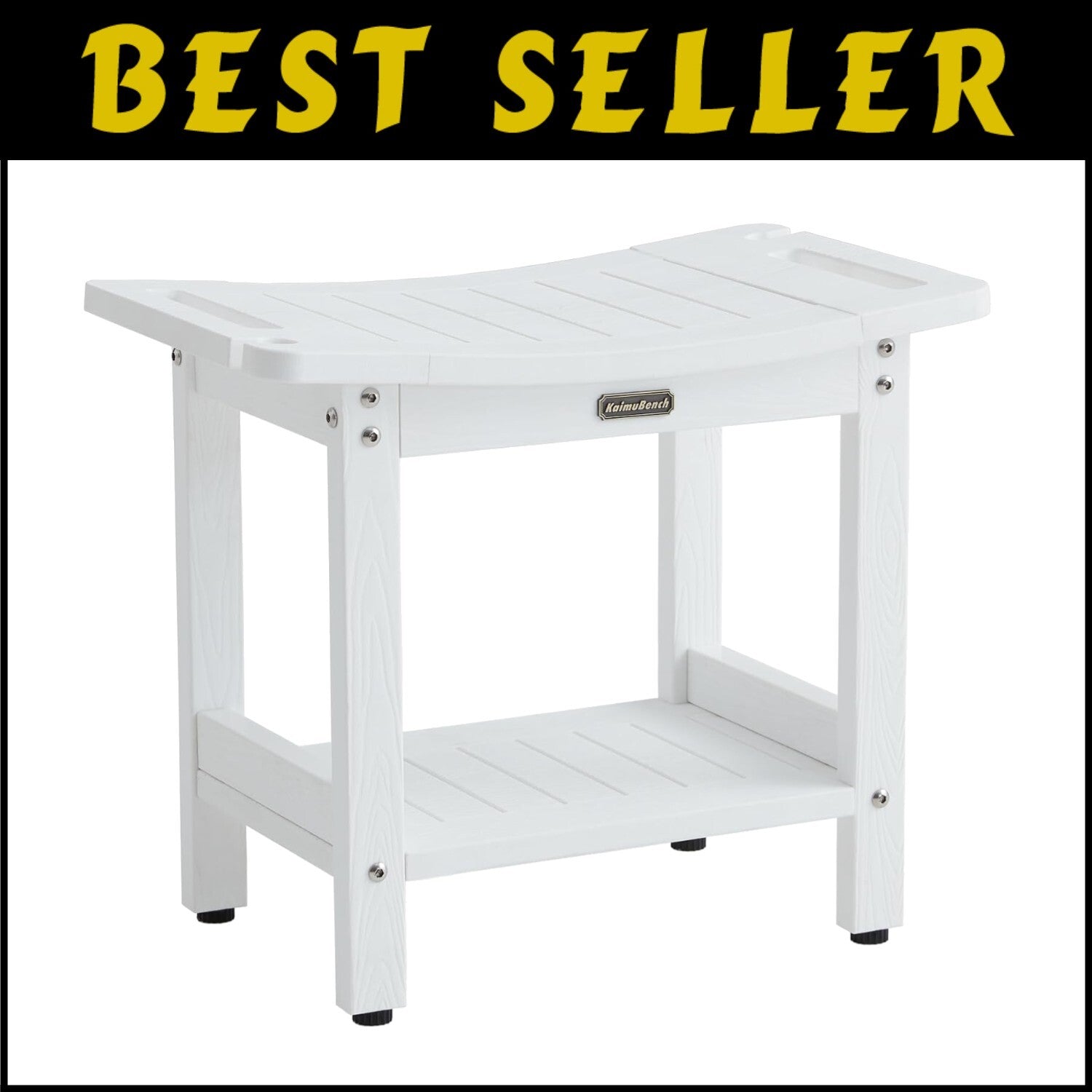 Waterproof Foldable Shower Bench with Storage Shelf & Handles - 550 lbs Capacity