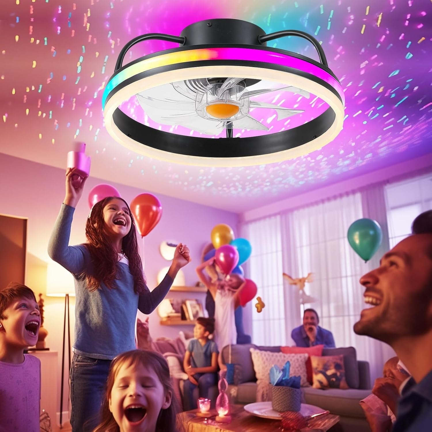 Dimmable LED 16" Ceiling Fan with Remote - Stylish Flush Mount for Every Room