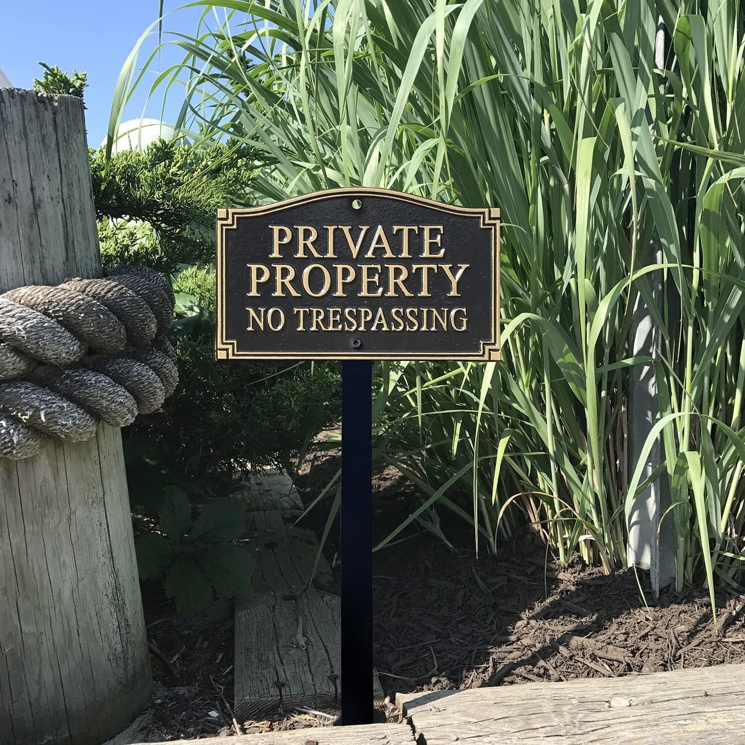 Elegant Private Property No Trespassing Sign with 18" Lawn Stake for Garden Use
