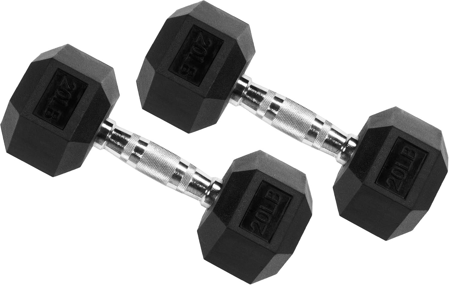 Comfort-Grip 20LB Rubber Hex Dumbbell Pair - Ideal for Full Body Workouts
