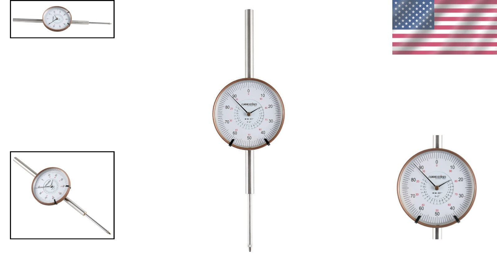 Precision 0-2'' Dial Indicator with 3'' Big Face - AGD 2 Style, Satin Finish