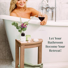 Load image into Gallery viewer, Modern Brown Waterproof Shower Stool with Adjustable Legs and Corner Shelf