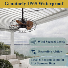 Load image into Gallery viewer, Quiet 20'' Outdoor Ceiling Fan with 3-Color Lighting – Remote Control for Patios