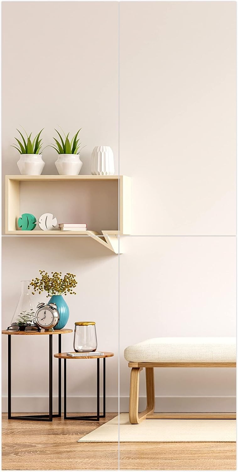 Clear Reflection 12x24 Acrylic Mirrors Set - Shatterproof & Customizable Design