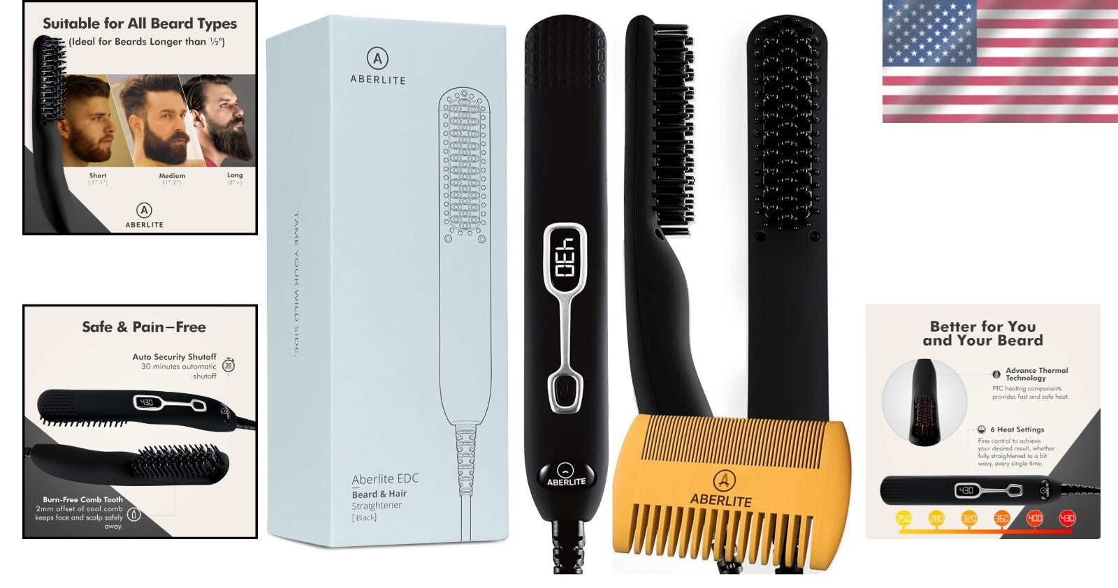 Heated Beard Straightening Brush - Perfect Grooming Tool for Men’s Beards