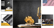 Load image into Gallery viewer, Waterproof Black Crocodile Peel &amp; Stick Wallpaper, Stylish Upgrade 15.7" x 395"