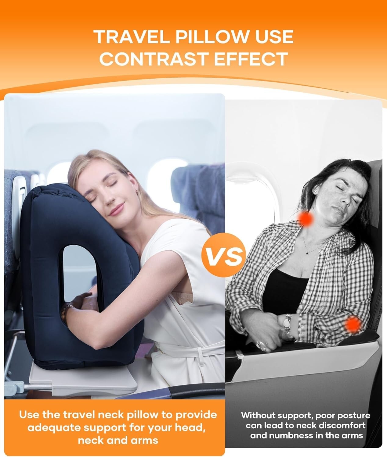 Ergonomic Inflatable Neck Pillow for Ultimate Travel Comfort - Eye Mask Included