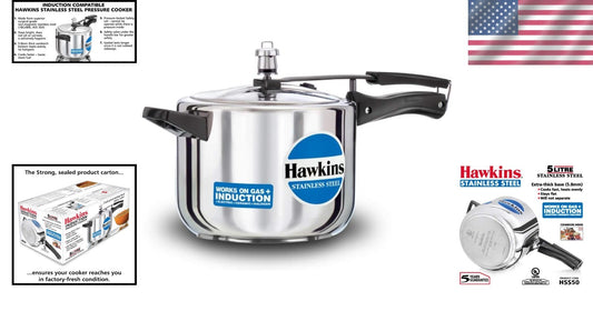5-Liter Silver Pressure Cooker - Induction & Gas Compatible, Efficient Cooking