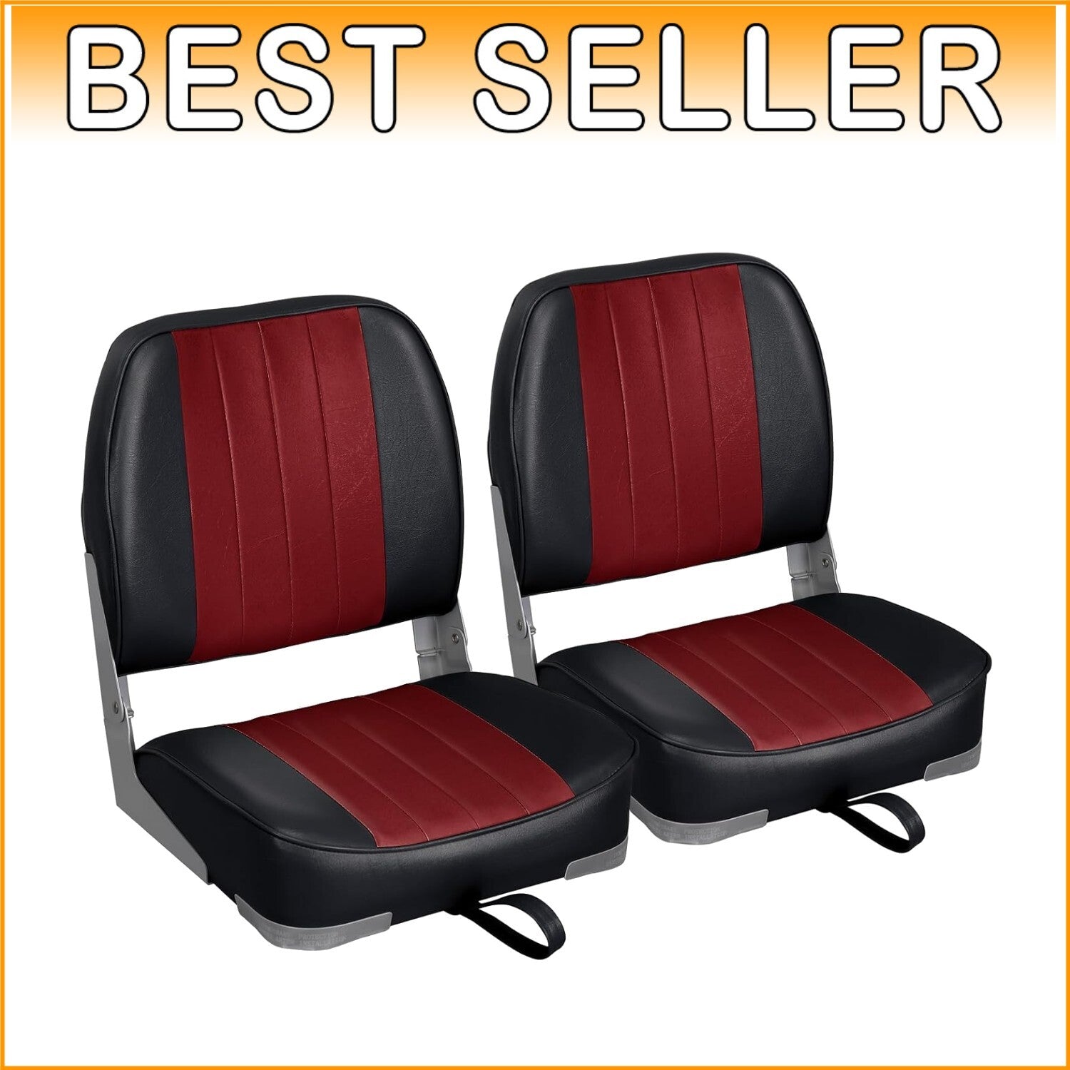 Durable Low Back Folding Boat Seats for Ultimate On-Water Comfort - 2 Seats