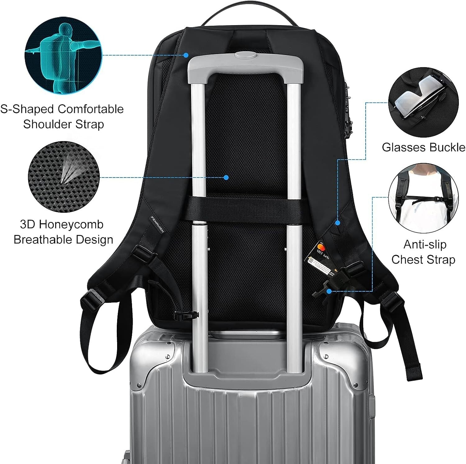 Waterproof 17.3-Inch Business Laptop Backpack with Triple Anti-Theft Protection