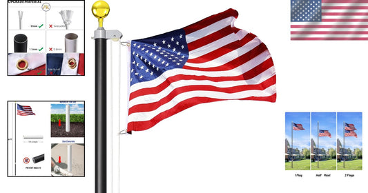 Extra-Thick 25 FT Sectional Flagpole with Free American Flag - Rust-Resistant