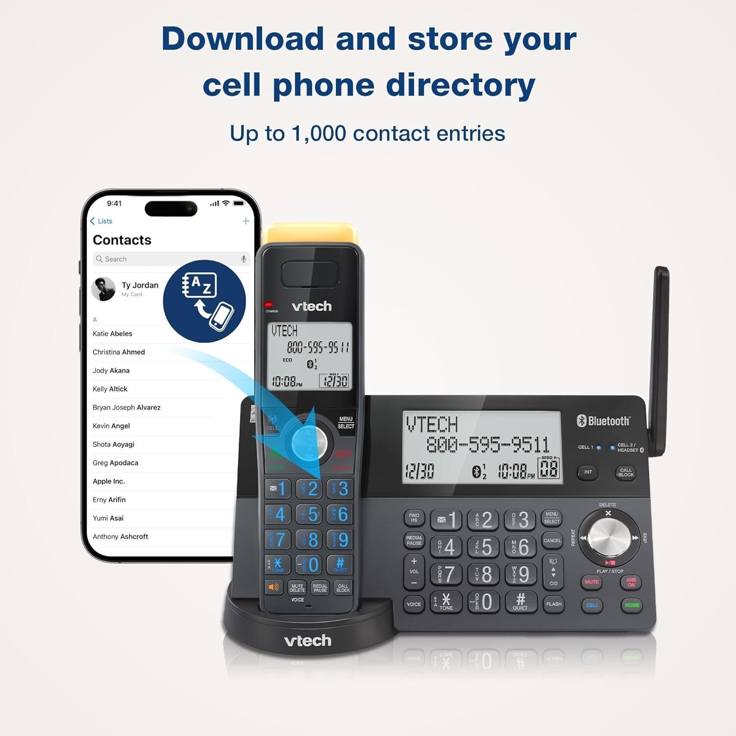 Ultimate Long Range 5-Handset DECT Phone with Bluetooth, 22 Min Answering System