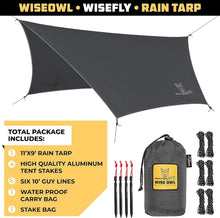 Load image into Gallery viewer, 11x9 ft Waterproof Camping Tarp with Guy Lines &amp; Carry Bag - Adventure Ready