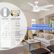 Load image into Gallery viewer, 52 Inch White DC Ceiling Fan with Remote &amp; Dimmable LED Light - Modern Elegance