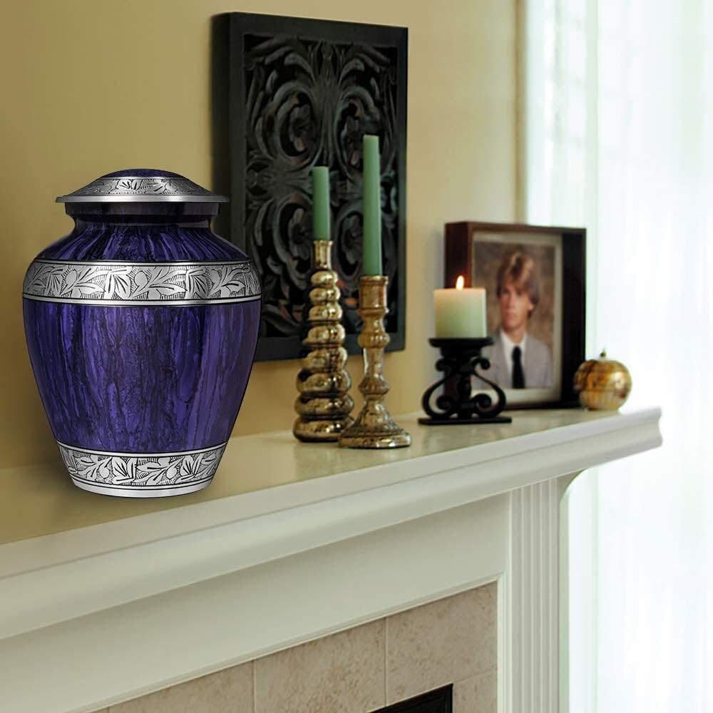 Durable 210 Cubic Inch Purple Urn for Human Ashes - Adult Memorial Container