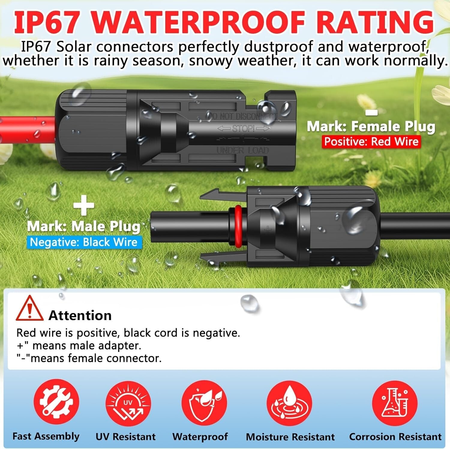 Reliable Waterproof 40FT 10AWG Solar Panel Extension Wire for Efficient Charging