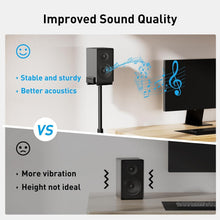 Load image into Gallery viewer, Pair of Adjustable Speaker Stands for Satellite &amp; Bookshelf Speakers, 11LBS