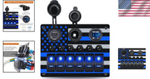 Load image into Gallery viewer, Manual 6 Switch Panel with Cigarette Lighter and Blue Digital Voltmeter Upgrade