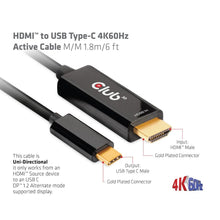 Load image into Gallery viewer, Active HDMI to USB Type C Cable, 4K60Hz, 1.8m – Ideal for High-Quality Monitors