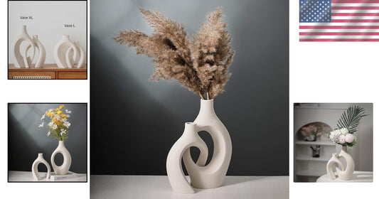 Extra Large Nordic Modern Flower Vases - Set of 2, Unique Snuggle Design