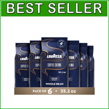 Load image into Gallery viewer, Super Crema Whole Bean Coffee, Medium Roast Espresso - Pack of 6, 2.2 lb Bags