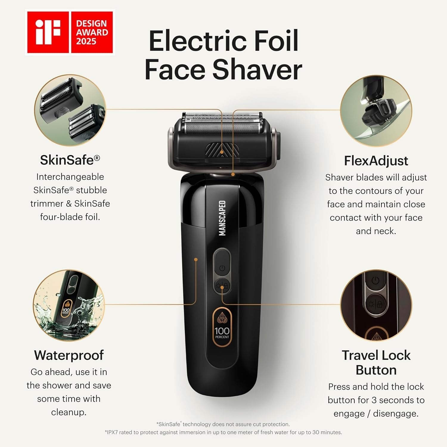Skinsafe Electric Shaver - Interchangeable Blades & LED Spotlight Features