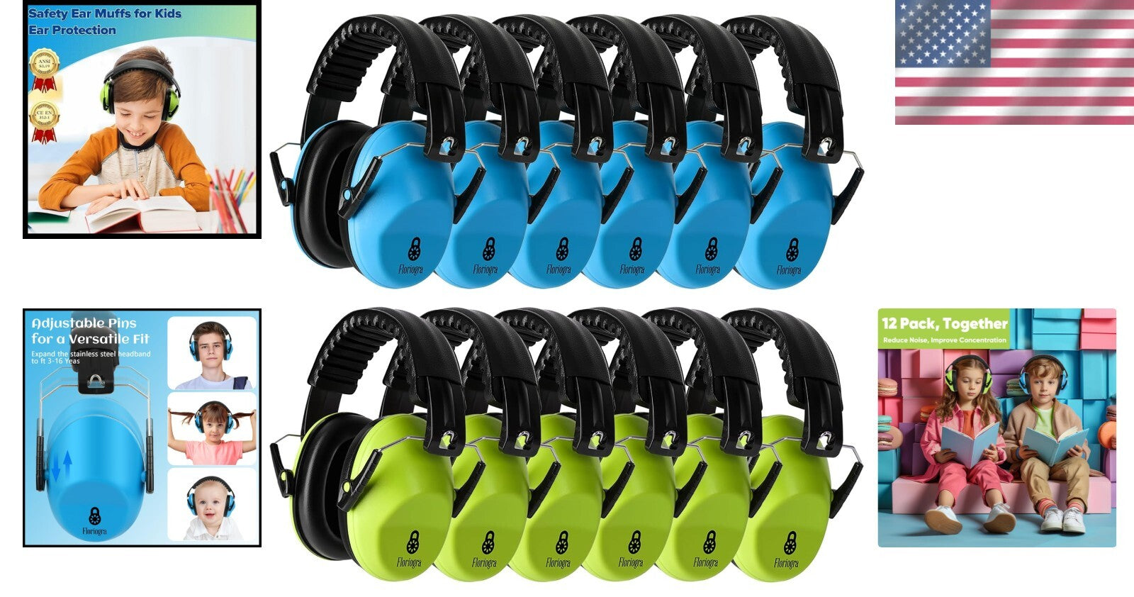 12 Pack Kids Noise Cancelling Headphones - Ear Protection Earmuffs for All Ages