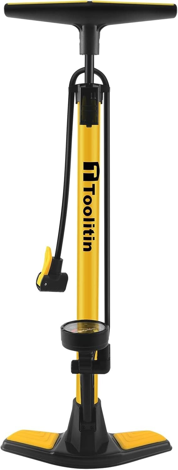 Ergonomic Floor Bicycle Pump with Accurate Gauge for Presta & Schrader Valves